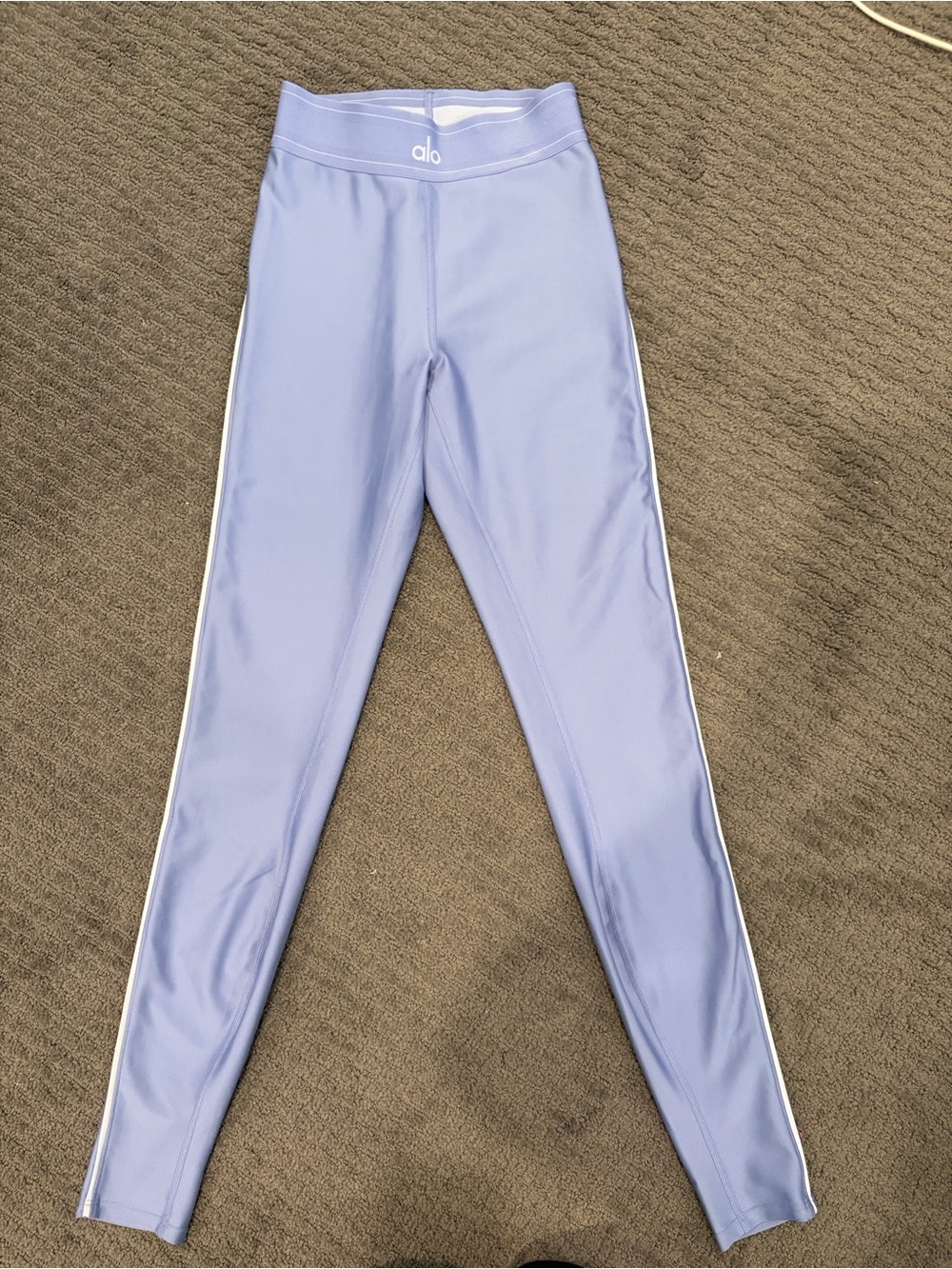 ALO Airlift periwinkle High-Rise Leggings with White Side Trim